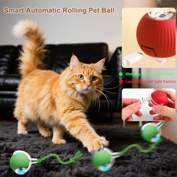 Smart Automatic Rolling Pet Ball Toy Interactive Cat Dog Play - Picture 3 of 7